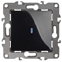 Выключатель с подсветкой без рамки Эра S12 1-кл 10А черный картинка